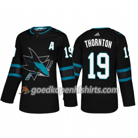San Jose Sharks Joe Thornton 19 Adidas 2018-2019 Alternate Authentic Shirt - Mannen